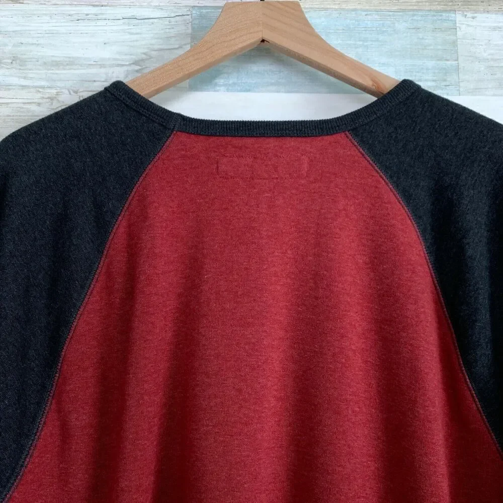 Levis Logo Crew Raglan Sweatshirt Red Gray Standard Fit Casual Lounge Mens XL